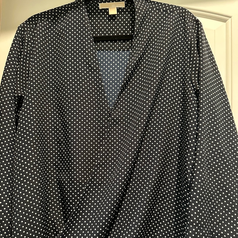 Michael Kors Navy Polka Dot Blouse